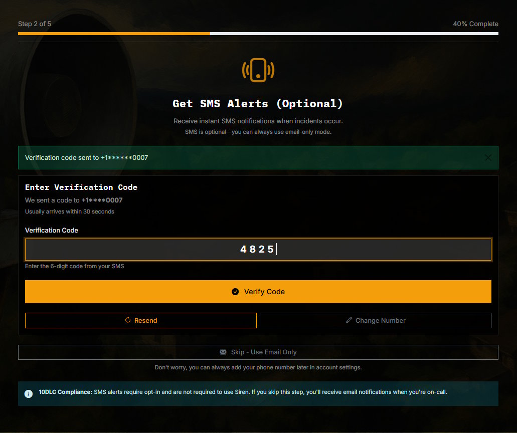 Onboarding Step 3: Phone verification
